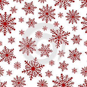 Seamless pattern red snowflakes vector illustration